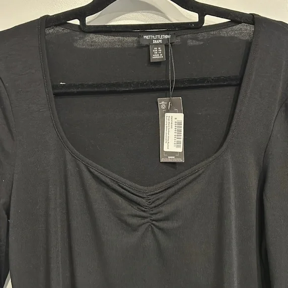 BLACK SHAPE CONTOUR JERSEY RUCHED BUST LONG SLEEVE JUMPSUIT - Picture 4 of 4